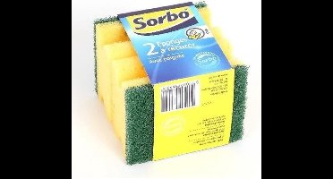 Sorbo Schuursponzen/schuursponsjes - 8x - met handgreep - 9 x 6,5 x 4 cm - schoonmaakartikelen / reinigingsartikelen