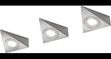 LED Keukenkast Verlichting - Trion Ecoli - 9W - 3-lichts - Warm Wit 3000K - Driehoek - Mat Nikkel - Aluminium