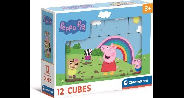Clementoni - 12 Blokken Puzzel - Peppa Pig - 6 afbeeldingen - Vanaf 3 jaar
