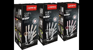 Herzberg Cooking Herzberg Hg-Skn8: 8-Delige Rvs Messenset + 360° Inklapbare En Draaibare Acrylstandaard Zwart