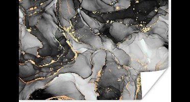 Poster Marmer - Zwart - Goud - Grijs - 30x20 cm
