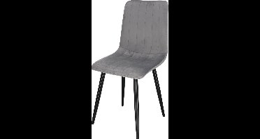 Springos Scandinavische Stoel - Gestoffeerd - Fluwelen - Metaal - Woonkamer - Keuken - Eetkamer - Interieur - Grijs - Zwart