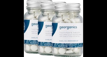 Georganics Minerale Tandpasta Tabletten – Pepermunt - 3 stuks - Antibacterieel - Tandenplak Verminderend - Zero Waste