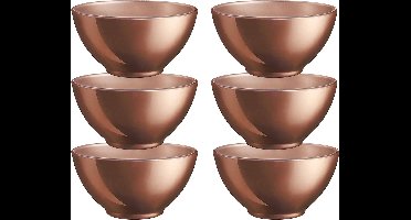 Luminarc Kommetjes/soepkommen/schaaltjes voor dessert/ontbijt - 6x - Glas - D13 x 6 cm - koper