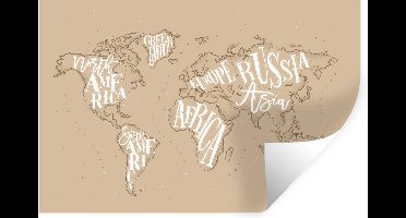 Muurstickers - Sticker Folie - Wereldkaart - Letters - Wit - 30x20 cm - Plakfolie - Muurstickers Kinderkamer - Zelfklevend Behang - Zelfklevend behangpapier - Stickerfolie