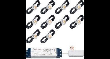 LED veranda inbouwspots Aragon bas inclusief trafo - inbouwspot / downlights / terrasoverkapping / led spot / 3W / dimbaar / warm wit / rond / 230V / IP44 / - set van 10 stuks