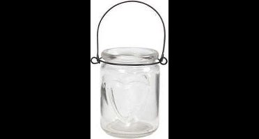 Lantaarn - Glazen Lantaarn voor Decoratie - DIY Lantaarn met Metalen Hanger - Ronde Glazen Lantaarn - 9,5x9 cm - 12 Stuks