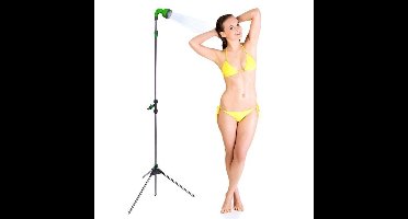 Haushalt Tuindouche - 215 cm –Verstelbare hoogte – Grote Tripod - Buitendouche – Tuinsproeier – 3-poot – Campingdouche - ABS-kunststof en aluminium – Eenvoudig monteren - Groen/Zilver