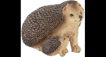 Esschert Design dieren beeldjes - egel met jong - 16 x 11 - bosdieren - polyresin - decoratie - tuin en huis