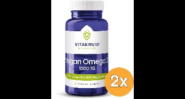 2x Vitakruid Vegan Omega 3 1000 Tryglyceriden 300 DHA 100 EPA (60 softgels)