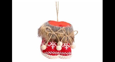 Hanger Boots Rood Wit 8x8xh7,5cm Textiel