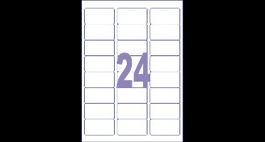 Kangaro etiketten - universeel - zelfklevend - inkjet/laser/kopieer - 63,5x33,9mm - doos a 25 vel - 24 stickers per vel - K-6333-25