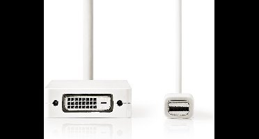 Nedis Mini DisplayPort-Kabel - DisplayPort 1.2 - Mini-DisplayPort Male - DisplayPort Female / DVI-D 24+1-Pins Female / HDMI Input - 21.6 Gbps - Vernikkeld - 0.20 m - Rond - PVC - Wit - Polybag