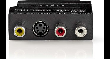 SCART-Adapter - SCART Male - S-Video Female / 3x RCA Female - Vernikkeld - Schakelbaar - ABS - Antraciet - 1 Stuks - Window Box