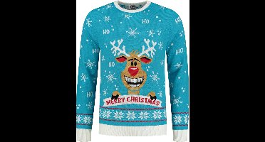 Foute Kersttrui Rudolph Turquoise