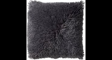 Dutch Decor FLUFFY - kussenhoes 60x60 cm - superzacht - XL kussenhoes - Charcoal Gray - antraciet - met rits - zonder binnenkussen