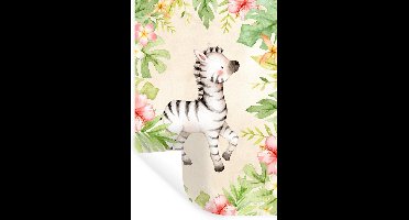 Muurstickers - Sticker Folie - Zebra - Jungle - Waterverf - 20x30 cm - Plakfolie - Muurstickers Kinderkamer - Zelfklevend Behang - Zelfklevend behangpapier - Stickerfolie