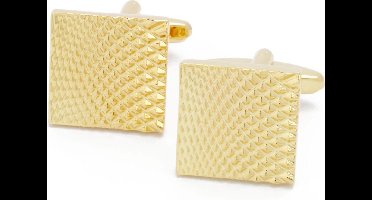 Manchetknopen - Goud Vierkant met Gebogen Lijnen