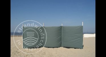 Strand Windscherm 4 meter dralon Effen Grijs met houten stokken