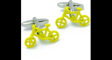 Manchetknopen - Fiets Stadsfiets Geel Emaille