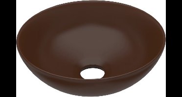 vidaXL - Wastafel - rond - keramiek - donkerbruin