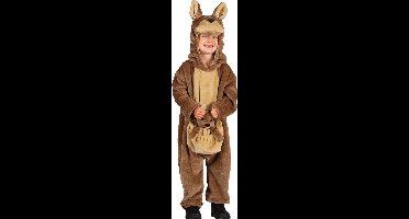 Dieren Kostuum Kangoeroe Kinderen - Pluche - Dieren Onesie - Carnaval - Verkleedkleren Kinderen - Bruin - Maat 140