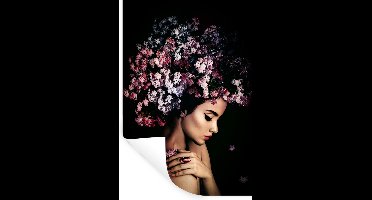 Muurstickers - Sticker Folie - Bloesem - Vrouw - Roze - Bloemen - Luxe - 20x30 cm - Plakfolie - Muurstickers Kinderkamer - Zelfklevend Behang - Zelfklevend behangpapier - Stickerfolie