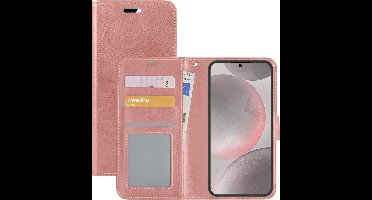 Hoesje - Met Pasjeshouder - Geschikt voor Samsung Galaxy S24 - Luxe Bookcase Portemonee - Flip Case - Kunstleer Book Case - Flipcase - Book Cover - Walletcase - Portemonneehoes - Rosé goud