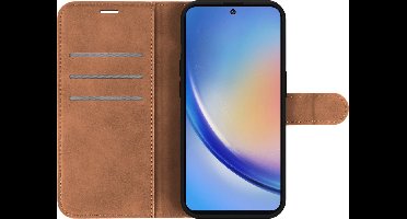 Just in Case hoesje geschikt voor Samsung Galaxy A35 Hoesje met Pasjeshouder - Premium Bookcase - Bruin