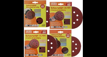4 x6 P60 Schuurschijf klittenband set 4-delig - Ø125 mm