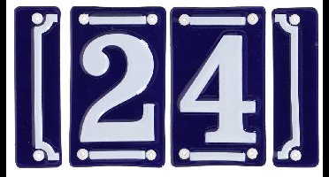 Best for Boots huisnummer 24 met sierrand - Oudhollands - emaille - blauw/wit