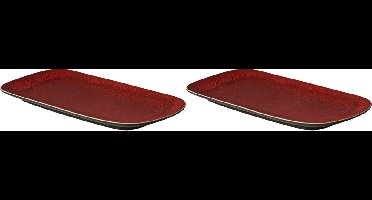Palmer - Lava - Schaal - 2 stuks - 1,5 L - 29,5 x 14,5 cm - Rood/Bruin - Stoneware - Bordenset