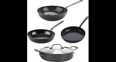 GreenPan Craft Pannenset met Ø24cm Koekenpan, Ø28cm Koekenpan, Ø28cm Wokpan en Ø30cm Hapjespan