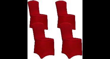Stoelhoes Set van 4 - Stretch Kreukvrij - Bordeaux Rood