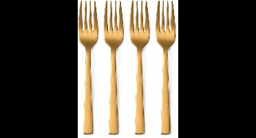 Alpina Gebaksvorkjes - 4x stuks - goud - RVS - taartvorkjes - 15 cm