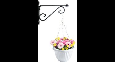 Hangpot + Muurhaak Lucca - antraciet - D20 cm - kunststof - metaal - tuinaccessoires