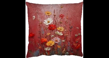 Sierkussens - Kussentjes Woonkamer - 40x40 cm - Bloemenboeket - Diepte - Tastbare textuur