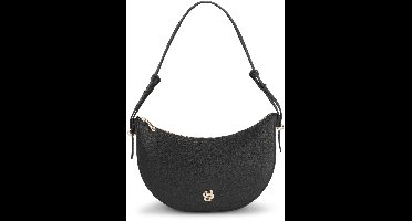 BOSS Leren schoudertas Beyond Halfmoon Shoulder Bag Black zwart