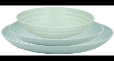 Plasticforte camping borden set - groen - kunststof - 3 soorten - 24x stuks - onbreekbaar servies
