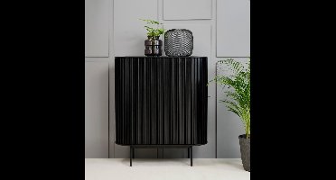 Kast Zwart - Eikenhout & Metaal - 45x110x125cm - Kast Siena Zwart - Giga Living