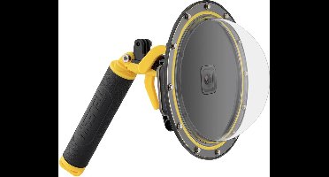 Telesin Waterdichte GoPro Dome — Behuizing voor GoPro Hero 9 / 10 / 11 / 12 / 13 — Ideaal voor split-level beelden — Inclusief drijvende bobber, polsbandje en schoonmaakset — Zwart/Geel