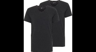 Mustang Heren T-Shirt AMADO 2er PACK regular fit Zwart XXL V Hals Volwassenen