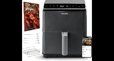 Cosori Dual Blaze II Airfryer - XXL Heteluchtfriteuse 6.4 liter - 12 programma's - Boven & onderwarmte - App connectie - Antraciet