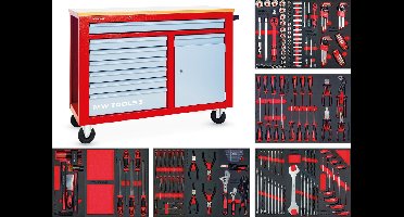 Gevulde gereedschapswagen met kast STARTER 212-delig MW Tools MWE211K1