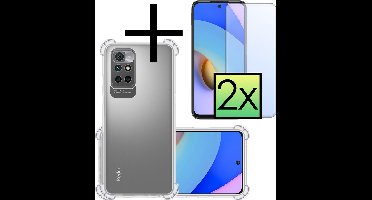 Hoesje - Met Screenprotector - 2 Stuks - Geschikt voor Xiaomi Redmi 10 2022 - Sterk & Shockproof - Siliconen Case - Back Cover - Telefoon Hoes - Shock Proof - Transparant