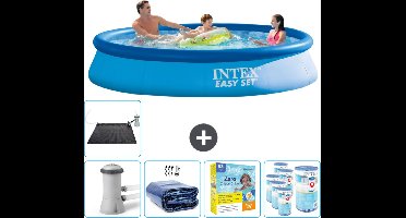 Intex Rond Opblaasbaar Easy Set Zwembad - 366 x 76 cm - Blauw - Inclusief Pomp Solarzeil - Onderhoudspakket - Filters - Solar Mat