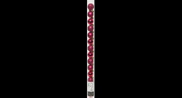 Decoris Mini kerstballen - 28x st - bessen roze - D3 cm - kunststof - kerstversiering