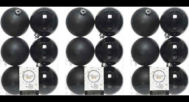 Decoris kerstballen - 18x st - zwart - 8 cm - kunststof - mat en glans - kerstversiering