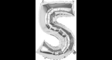 Folie ballon cijfer 5 zilver | 86 cm