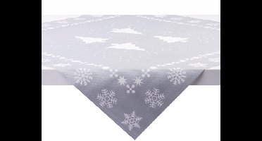 Boraboi® Stijlvol zilveren kersttafelkleed met winterse motieven 80 x 80 cm